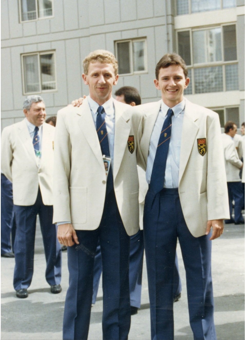 Jean-Mi et son copain Didier Falise (cavalier) aux JO 1988 de Séoul