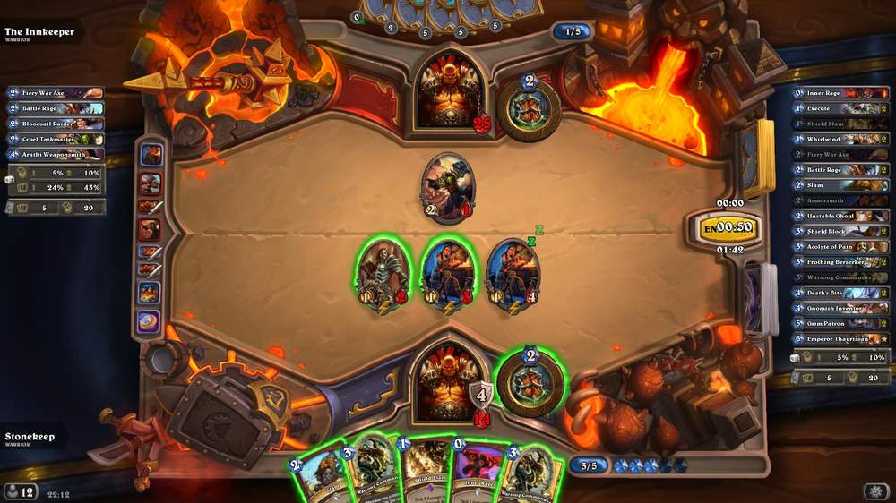 Un deck, en pleine partie de Hearthstone.